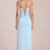 Zalia Lace Corset Maxikjole i Powder Blue
