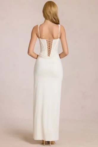 Zalia Lace Corset Maxikjoler i elfenben