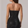 Zara minikjole med pynt, bandeau og cowl-midje i svart