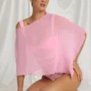 Zarayah gjennomsiktig poncho i Candyfloss Pink