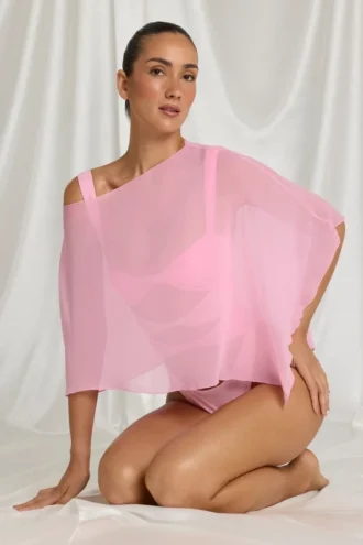 Zarayah gjennomsiktig poncho i Candyfloss Pink