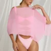 Zarayah gjennomsiktig poncho i Candyfloss Pink