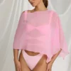 Zarayah gjennomsiktig poncho i Candyfloss Pink