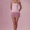 Zelia minikjole i sateng i Blush Pink