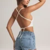 Zia Modal tank-top med kryssrygg i hvitt