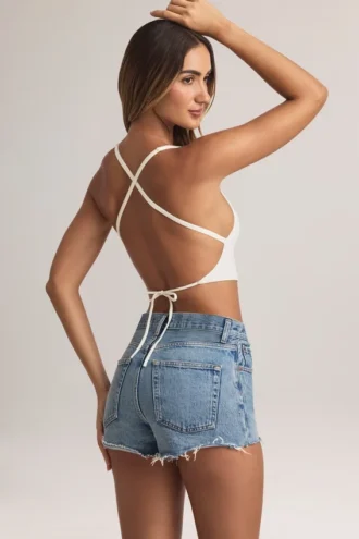 Zia Modal tank-top med kryssrygg i hvitt