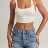 Zia Modal tank-top med kryssrygg i hvitt
