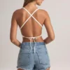 Zia Modal tank-top med kryssrygg i hvitt