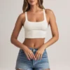 Zia Modal tank-top med kryssrygg i hvitt