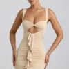 Zivanka Slinky Jersey Cut-Out Ruffle-Trim minikjole i Buttercream