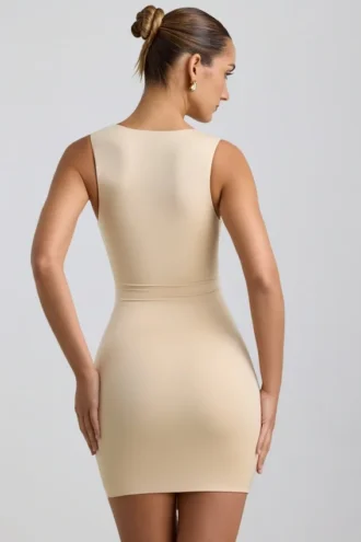 Zivanka Slinky Jersey Cut-Out Ruffle-Trim minikjole i Buttercream