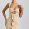 Zivanka Slinky Jersey Cut-Out Ruffle-Trim minikjole i Buttercream