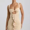 Zivanka Slinky Jersey Cut-Out Ruffle-Trim minikjole i Buttercream