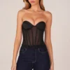 Zoa Bandeau Lace-Up Corset Top  i svart