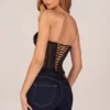 Zoa Bandeau Lace-Up Corset Top  i svart