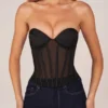 Zoa Bandeau Lace-Up Corset Top  i svart