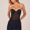 Zoa Bandeau Lace-Up Corset Top  i svart