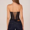 Zoa Bandeau Lace-Up Corset Top  i svart