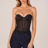 Zoa Bandeau Lace-Up Corset Top  i svart