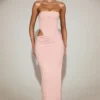 Zorya Soft-Jersey Bandeau Cut-Out Maxi Kjoler i rosa