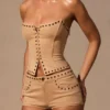 Zoryelle lavt sittende minishorts i tan
